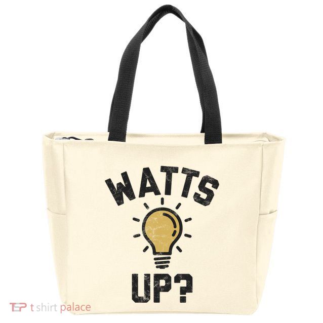 Watts Up Lightbulb Sketch Gift Zip Tote Bag