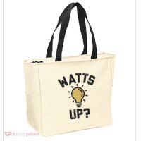 Watts Up Lightbulb Sketch Gift Zip Tote Bag