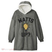 Watts Up Lightbulb Sketch Gift Hooded Wearable Blanket