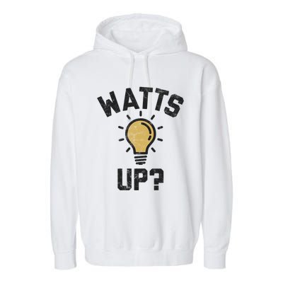 Watts Up Lightbulb Sketch Gift Garment-Dyed Fleece Hoodie