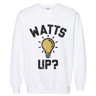 Watts Up Lightbulb Sketch Gift Garment-Dyed Sweatshirt