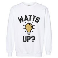 Watts Up Lightbulb Sketch Gift Garment-Dyed Sweatshirt