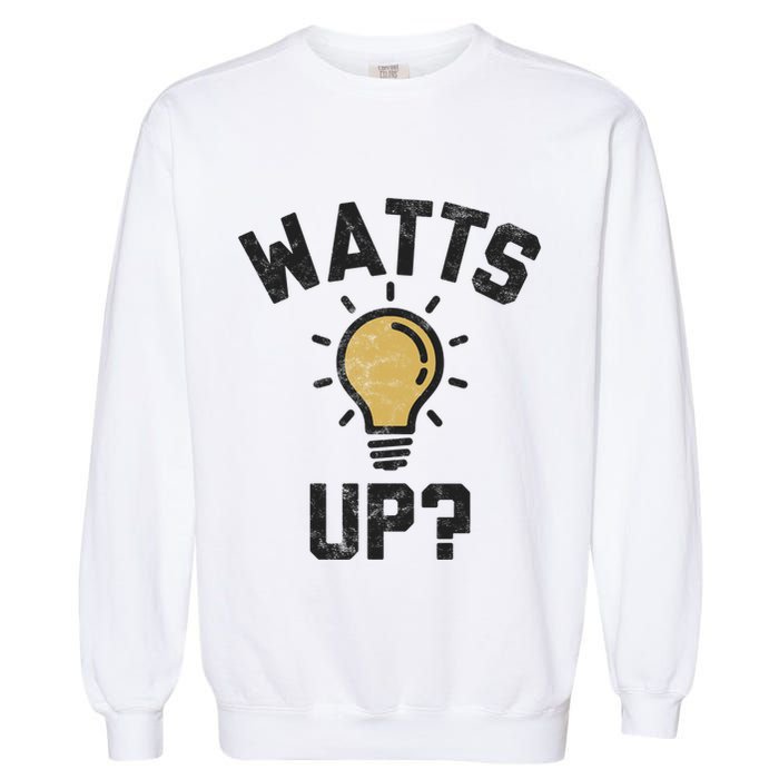 Watts Up Lightbulb Sketch Gift Garment-Dyed Sweatshirt