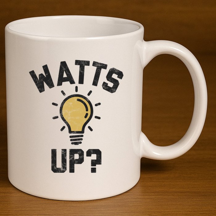 Watts Up Lightbulb Sketch Gift 11oz C Handle Ceramic Mug