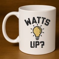Watts Up Lightbulb Sketch Gift 11oz C Handle Ceramic Mug