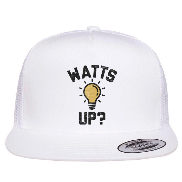 Watts Up Lightbulb Sketch Gift Flat Bill Trucker Hat
