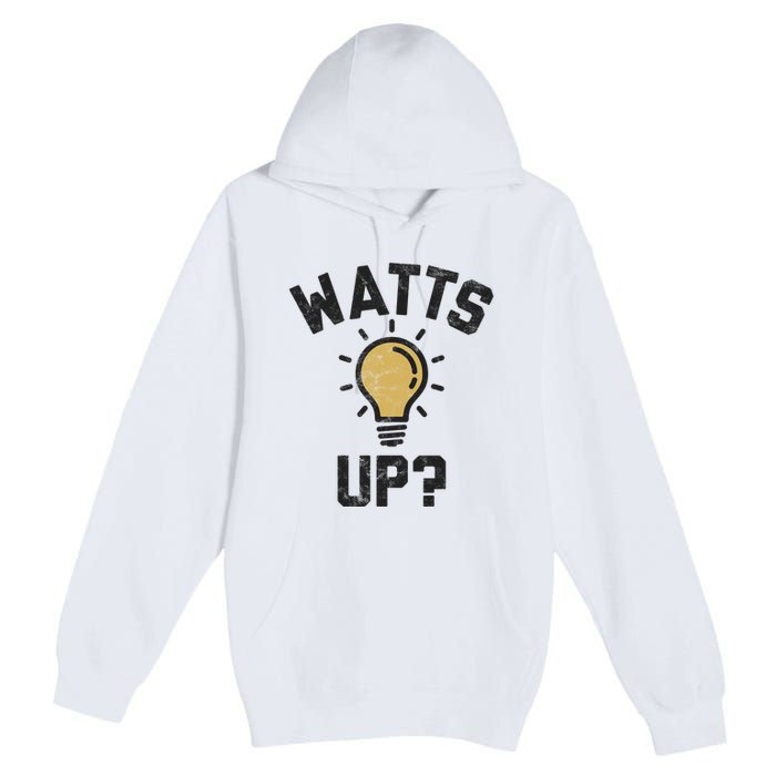 Watts Up Lightbulb Sketch Gift Premium Pullover Hoodie