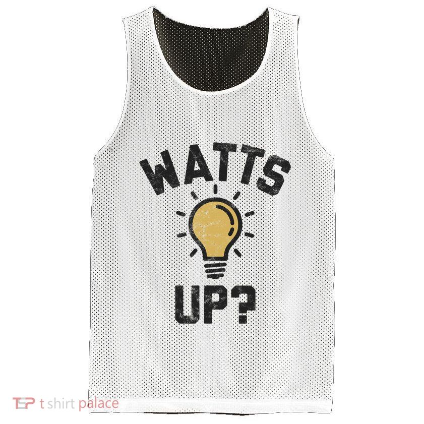 Watts Up Lightbulb Sketch Gift Mesh Reversible Basketball Jersey Tank
