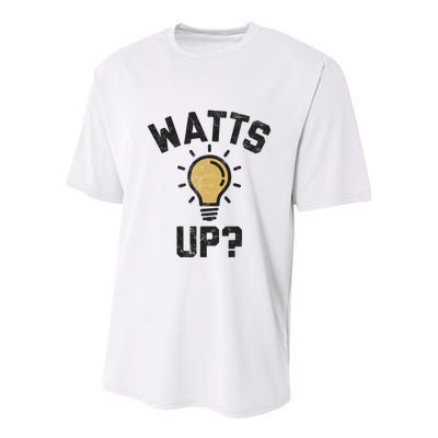 Watts Up Lightbulb Sketch Gift Youth Performance Sprint T-Shirt