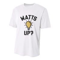 Watts Up Lightbulb Sketch Gift Youth Performance Sprint T-Shirt