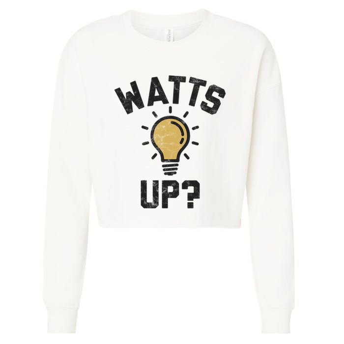 Watts Up Lightbulb Sketch Gift Cropped Pullover Crew
