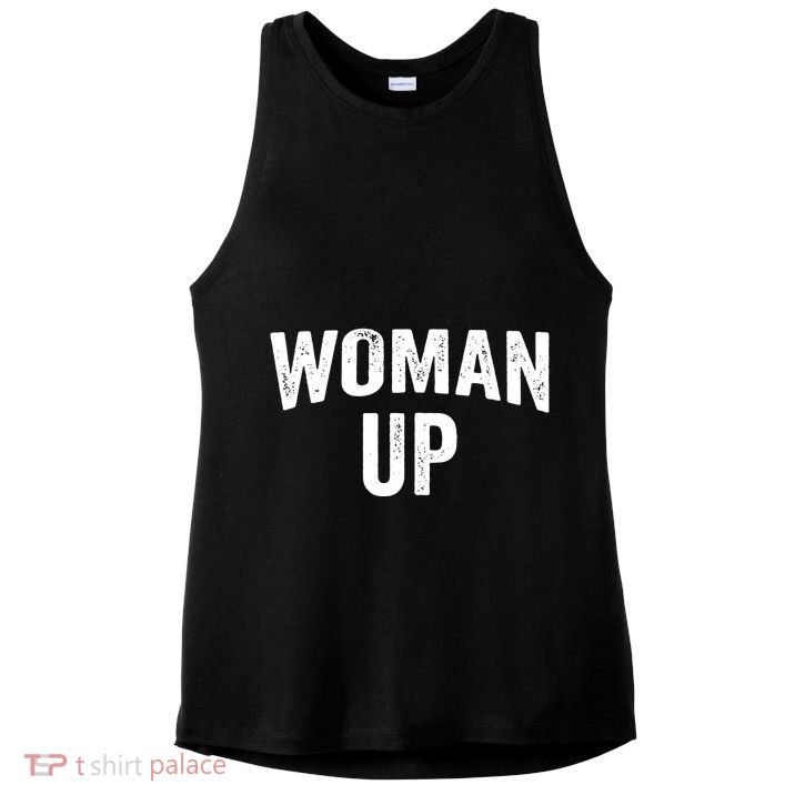 Woman Up Muscle Tank Top Funny Fitness Gym Workout Feminist Tank Top Ladies PosiCharge Tri-Blend Wicking Tank