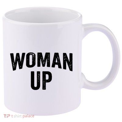 Woman Up Muscle Tank Top Funny Fitness Gym Workout Feminist Tank Top 11oz C Handle Ceramic Mug