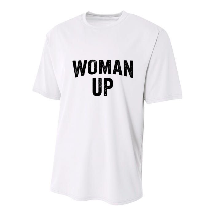 Woman Up Muscle Tank Top Funny Fitness Gym Workout Feminist Tank Top Youth Performance Sprint T-Shirt