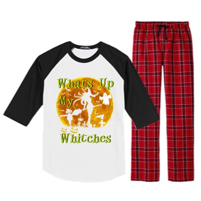 Whats Up My Witches Funny Witch Halloween Gift Raglan Sleeve Pajama Set