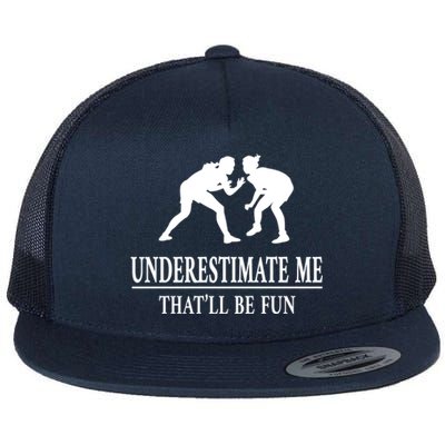 Wrestling Underestimate Me Ladies Empowert Gift Flat Bill Trucker Hat