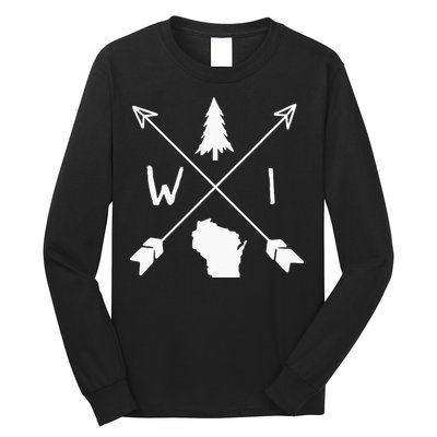 Wisconsin Up North Home State Midwest Wisco Vintage Retro Long Sleeve Shirt