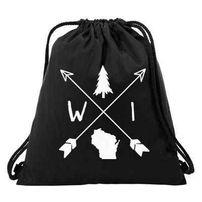 Wisconsin Up North Home State Midwest Wisco Vintage Retro Drawstring Bag