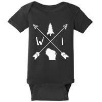 Wisconsin Up North Home State Midwest Wisco Vintage Retro Baby Bodysuit