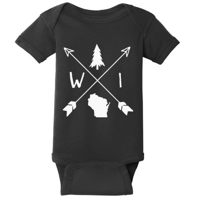 Wisconsin Up North Home State Midwest Wisco Vintage Retro Baby Bodysuit