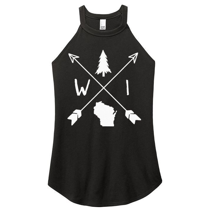 Wisconsin Up North Home State Midwest Wisco Vintage Retro Women's Perfect Tri Rocker Tank