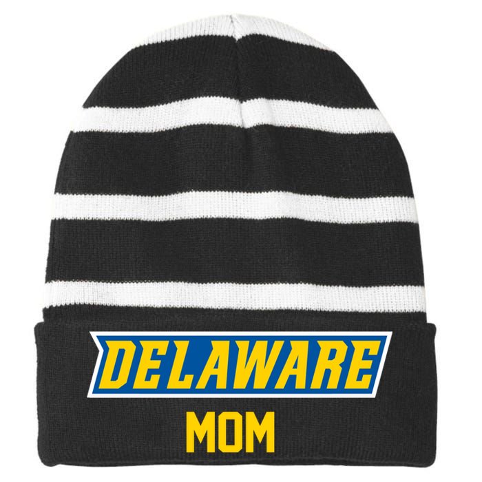 Women University Of Delaware Blue Hens Mom Striped Beanie with Solid Band