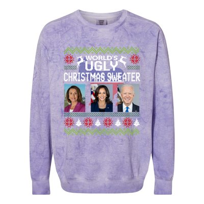 World's Ugly Pelosi Kamala Joe Biden Christmas Sweater Gift Colorblast Crewneck Sweatshirt