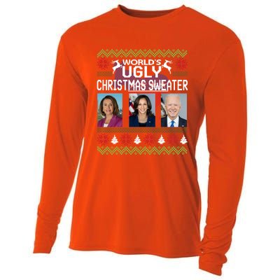 World's Ugly Pelosi Kamala Joe Biden Christmas Sweater Gift Cooling Performance Long Sleeve Crew