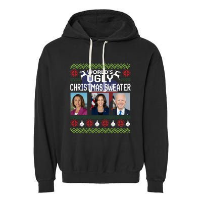 World's Ugly Pelosi Kamala Joe Biden Christmas Sweater Gift Garment-Dyed Fleece Hoodie