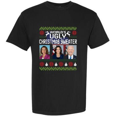 World's Ugly Pelosi Kamala Joe Biden Christmas Sweater Gift Garment-Dyed Heavyweight T-Shirt