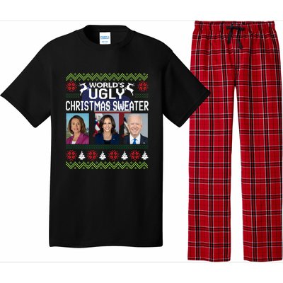 World's Ugly Pelosi Kamala Joe Biden Christmas Sweater Gift Pajama Set