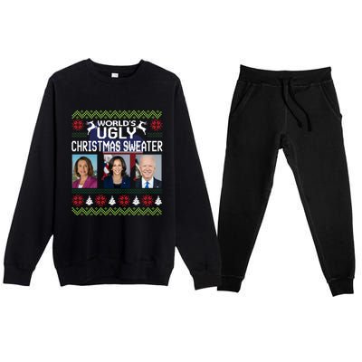 World's Ugly Pelosi Kamala Joe Biden Christmas Sweater Gift Premium Crewneck Sweatsuit Set