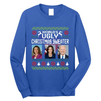 World's Ugly Pelosi Kamala Joe Biden Christmas Sweater Gift Long Sleeve Shirt