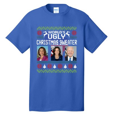 World's Ugly Pelosi Kamala Joe Biden Christmas Sweater Gift Tall T-Shirt