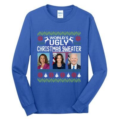 World's Ugly Pelosi Kamala Joe Biden Christmas Sweater Gift Tall Long Sleeve T-Shirt