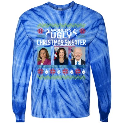 World's Ugly Pelosi Kamala Joe Biden Christmas Sweater Gift Tie-Dye Long Sleeve Shirt