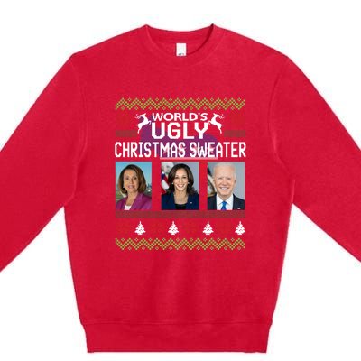 World's Ugly Pelosi Kamala Joe Biden Christmas Sweater Gift Premium Crewneck Sweatshirt