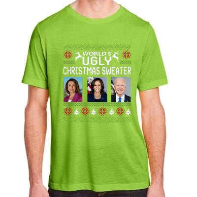 World's Ugly Pelosi Kamala Joe Biden Christmas Sweater Adult ChromaSoft Performance T-Shirt