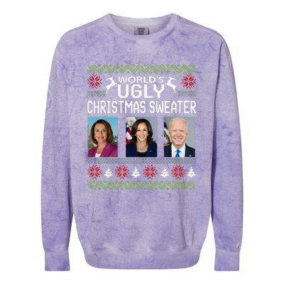 World's Ugly Pelosi Kamala Joe Biden Christmas Sweater Colorblast Crewneck Sweatshirt