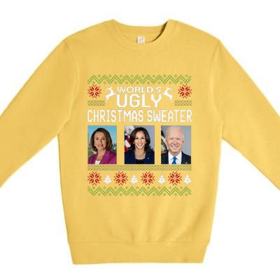 World's Ugly Pelosi Kamala Joe Biden Christmas Sweater Premium Crewneck Sweatshirt