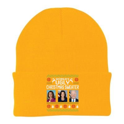 World's Ugly Pelosi Kamala Joe Biden Christmas Sweater Knit Cap Winter Beanie