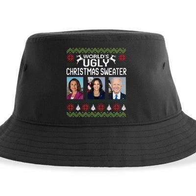 World's Ugly Pelosi Kamala Joe Biden Christmas Sweater Sustainable Bucket Hat