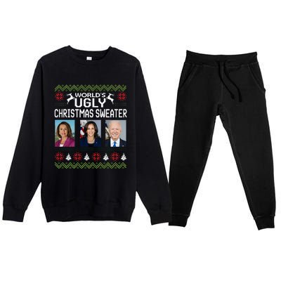 World's Ugly Pelosi Kamala Joe Biden Christmas Sweater Premium Crewneck Sweatsuit Set