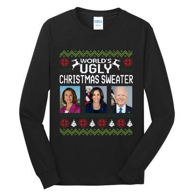 World's Ugly Pelosi Kamala Joe Biden Christmas Sweater Tall Long Sleeve T-Shirt