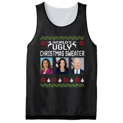 World's Ugly Pelosi Kamala Joe Biden Christmas Sweater Mesh Reversible Basketball Jersey Tank