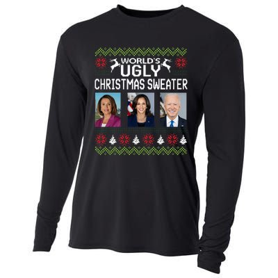 World's Ugly Pelosi Kamala Joe Biden Christmas Sweater Cooling Performance Long Sleeve Crew