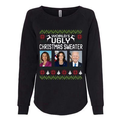 World's Ugly Pelosi Kamala Joe Biden Christmas Sweater Womens California Wash Sweatshirt