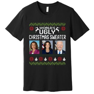 World's Ugly Pelosi Kamala Joe Biden Christmas Sweater Premium T-Shirt