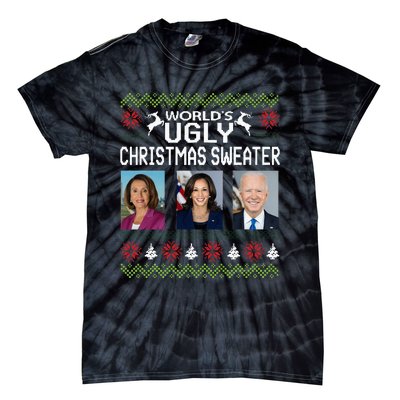 World's Ugly Pelosi Kamala Joe Biden Christmas Sweater Tie-Dye T-Shirt