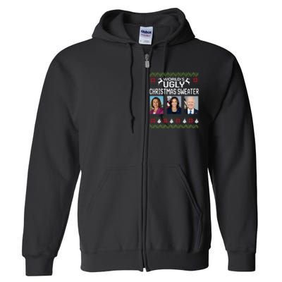 World's Ugly Pelosi Kamala Joe Biden Christmas Sweater Full Zip Hoodie